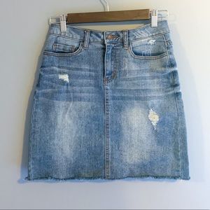 Miami distressed denim skirt